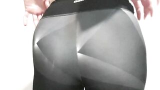 Yoga pants ass tease black thong!