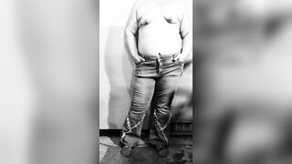 Mature BBW locked in basement pees in her jeans