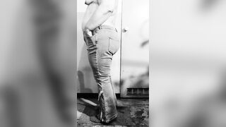 Mature BBW locked in basement pees in her jeans