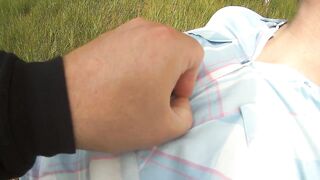 Lean on a tree ready for titslapping