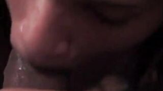 Long hair ebony licks cumload after sucking black ramrod
