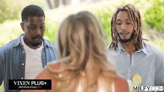 MILFY Naughty Golden-haired Housewife Andi Avalon Squirts All Over two Massive Weenies In Wild 3-some