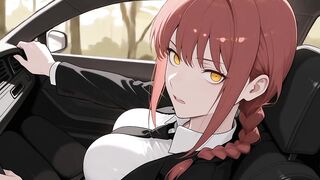 Makima Fucks in the Car on Her Way to Work! Chainsaw Chap Uncensored Hentai Ai-generated