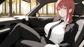 Makima Fucks in the Car on Her Way to Work! Chainsaw Chap Uncensored Hentai Ai-generated