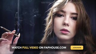 19 Years Old Brunette Is Smokin' 100mm Cork Cigarette