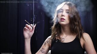 19 Years Old Brunette Is Smokin' 100mm Cork Cigarette