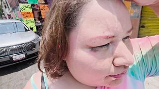 Doing cumwalks with lots of thick cum on my face, through the city with lots of people watching me, is what I always desire