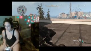 Squirting Gamer Bitch plays Warzone with randoms and touches herself.