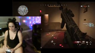 Squirting Gamer Bitch plays Warzone with randoms and touches herself.