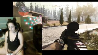 Squirting Gamer Bitch plays Warzone with randoms and touches herself.