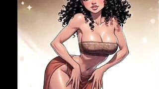 AI Generated - Anime cartoon sexy beautiful animated anime african american black ebony european trans female-dominant stripper fucks step sister raw and cums inside her twat without banging-rubber