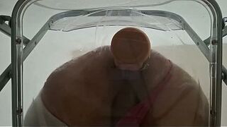 Chubby Ass Trans Gwen Tennyson Facesitting and Anal Drilled with Creampie through Clear Chair for the first Time