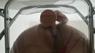 Chubby Ass Trans Gwen Tennyson Facesitting and Anal Drilled with Creampie through Clear Chair for the first Time