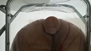Chubby Ass Trans Gwen Tennyson Facesitting and Anal Drilled with Creampie through Clear Chair for the first Time