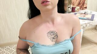 Playful brunette shows all her charms