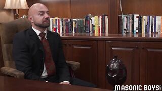 MasonicBoys - Sexy suited DILF barebacks cute, cute innocent Noah White