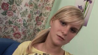 Golden-haired teen gal lets me cum on her incredible biggest tits