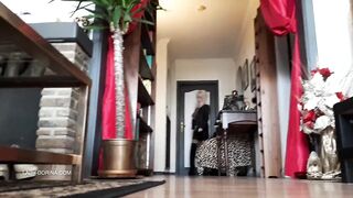 Leather miniskirt, thigh high boots...and foot worship!