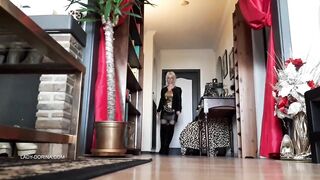 Leather miniskirt, thigh high boots...and foot worship!
