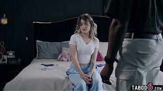 Black stepdad spanks teen stepdaughter butt for being a slut