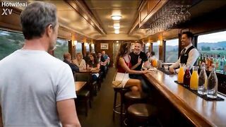 Hotwife meets a bull on a train while cuckold husband listens in ( AI Generated )