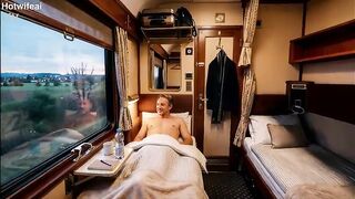Hotwife meets a bull on a train while cuckold husband listens in ( AI Generated )