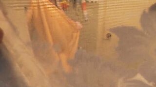Stepmom goes to bath, wanks snatch, student stepson watches