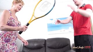 AuntJudysXXX - Busty 57yo Molly Fucks her Tennis Instructor