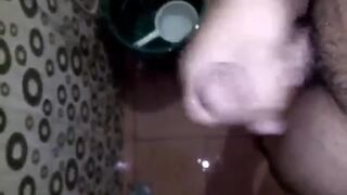 Excited Young Dude Having Fun Jerking Off His Biggest Jock in the Water closet