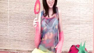 Brunette Spreads and Fingers Her Moist Pussy