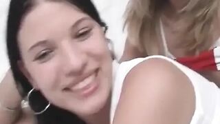 two French Babes Shearing Loaded Penis in 3-some