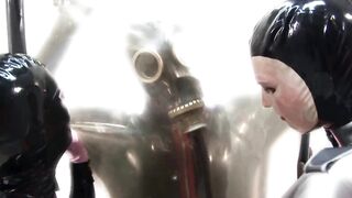 two masked hotties are having enjoyment with their slave