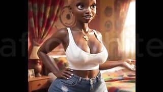 (AI Generated) - Sexy African black animated Ebony Big Ass Big Boobs Village Maiden Seduced Banged Raw By Impressive Big Jock Prince