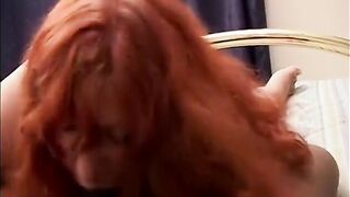 Dude gets wild BJ from fat old broad in his room
