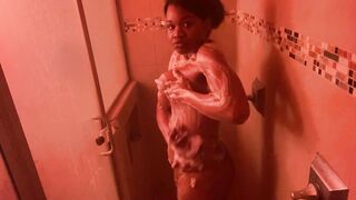 Shower time, What part of my body would you like to wash? ASS, BACK, TWAT, BAZOOKAS, FEET tell me.