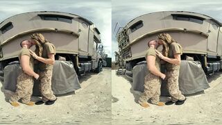 This recruit's hiding a big secret under her army uniform: her knob