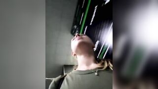 Fingering cunt in public cumming so hot