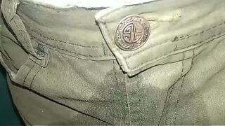 Pants soiled with a cloth diaper