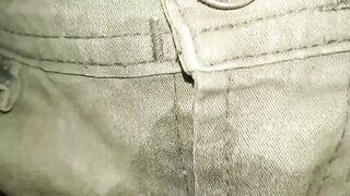 Pants soiled with a cloth diaper