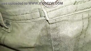 Pants soiled with a cloth diaper