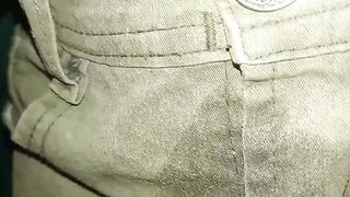 Pants soiled with a cloth diaper