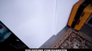 SisLovesMe - Ebony Teen Shares Penis With Slutty Stepsis