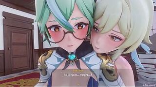 A Night In Mondstadt Part 2 Genshin Impact Sucrose x Lumine - PinkSama - Animation Anime R34