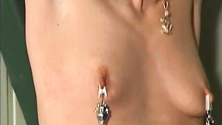 Mature Brunette MILF Bound with Weighted Nipple Clamps