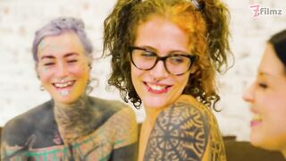 Tattooed Cuties Twat Orgy with Big Cumshots and first Timer