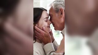 Step daddy kissing stepdaugher Kissing scene ( AI generated )