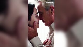 Step daddy kissing stepdaugher Kissing scene ( AI generated )