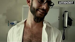 Tattooed Golden-haired and Curvy Lalin beauty Screw His Knob Together... Sloppy Double Throat Fuck With Deepthroat and Spit