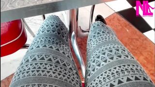 Shoeplay in My Black Pattent Flats in a Bar