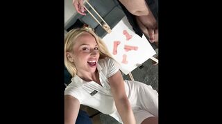 All natural big breasts big ass sexy MILF painter craves her model to masturbate for her own enjoyment during the time that painting him